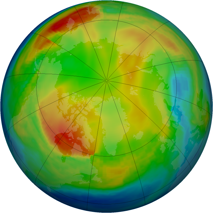 Arctic ozone map for 11 January 1988